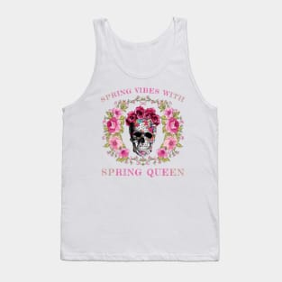 Cute And Adorable Spring Vibes Skull Queen Tank Top